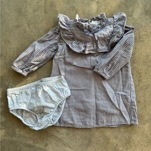 Flannel Ruffle Long Sleeve Dress with Bloomer